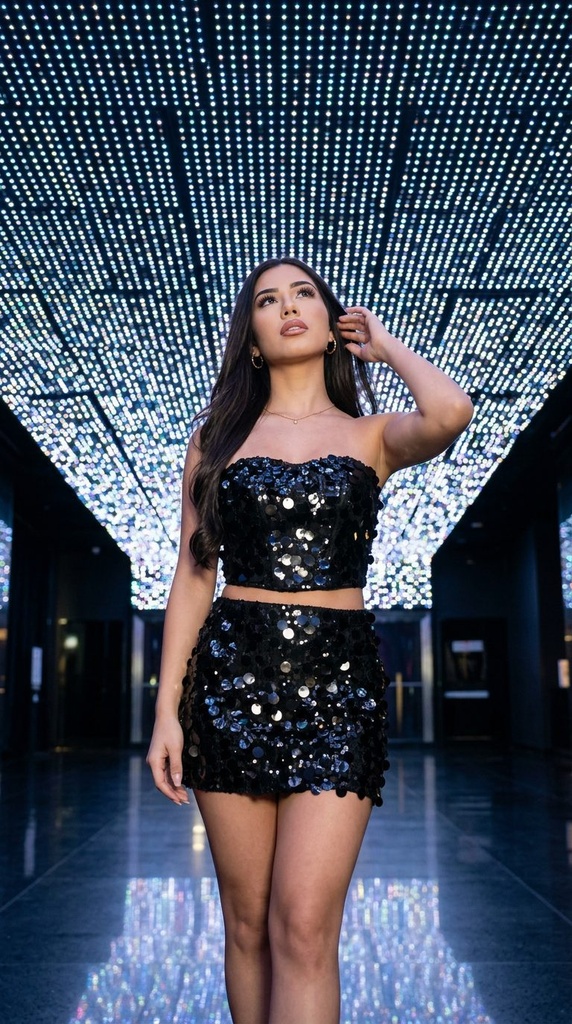 Conjunto Hojuelass — Disco LED — techo luminoso, mirada arriba